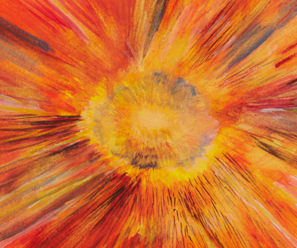 Abstract painting of a sun