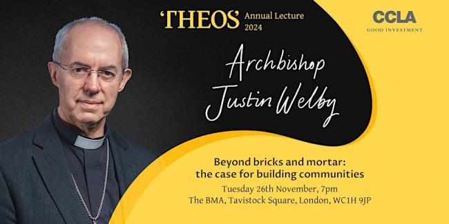 Picture of The Most Reverend and Right Honourable Justin Welby Archbishop of Canterbury for the Theos Annual Lecture 2024